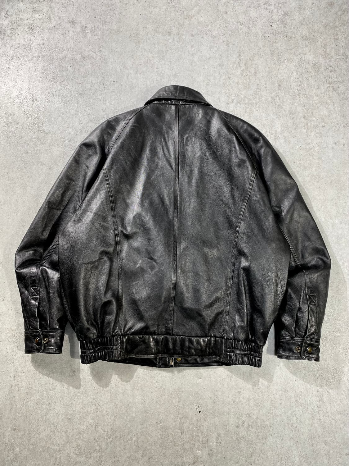 [105]90s Indian 블랙 덕다운 라이닝 양가죽 봄버자켓 상품이미지7