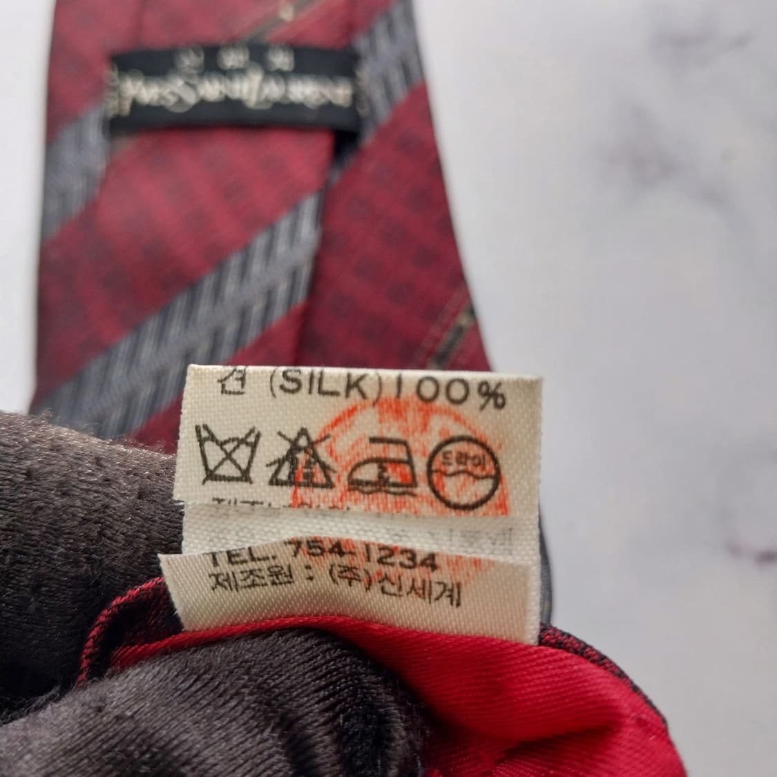 입생로랑 넥타이 와인 스트라이프 B등급 K2430
 상품이미지8