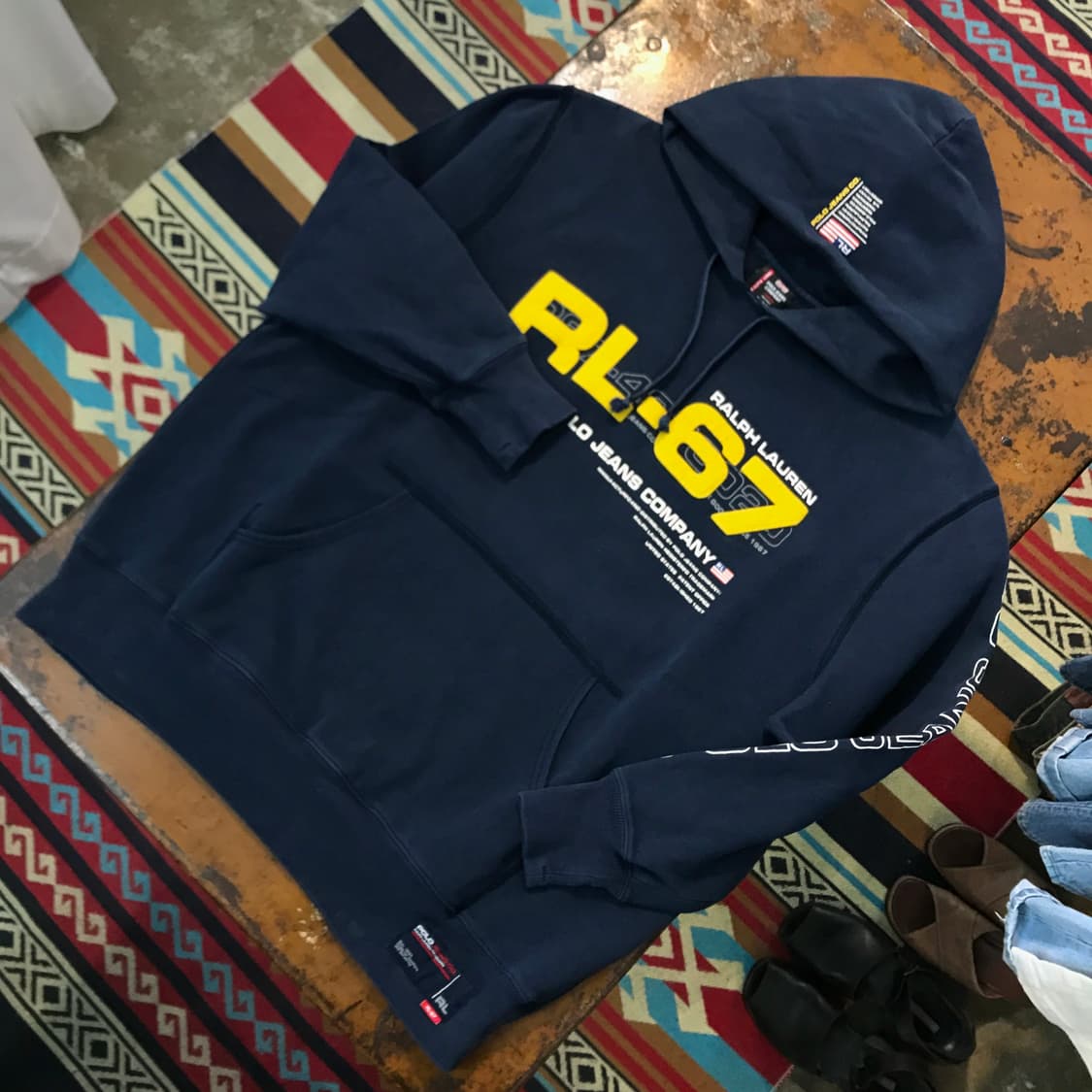 폴로 진 네이비 알파벳 프린팅 기모 후디 남성 115 빅사이즈  상품이미지2