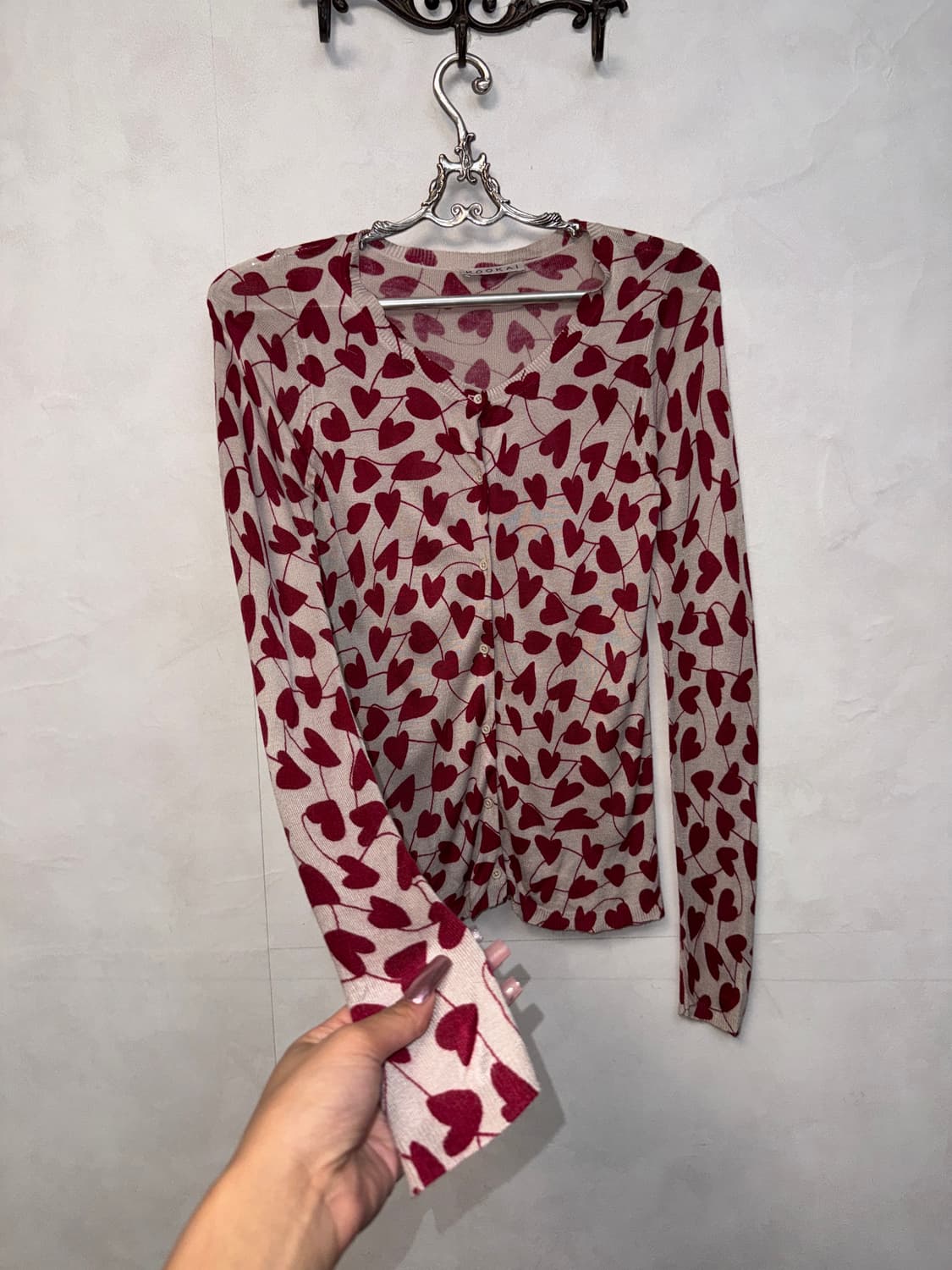 Kookaï red heart loose silm cardigan  상품이미지4