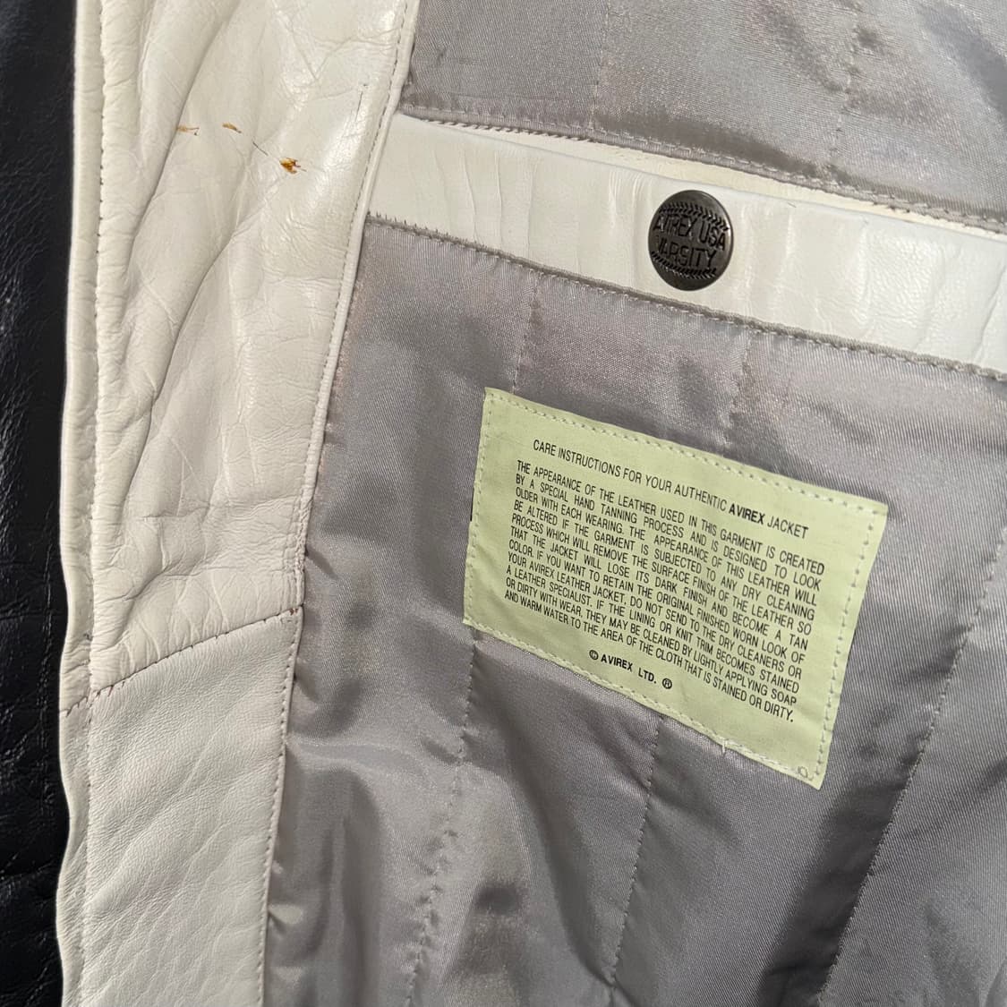 90s 아비렉스 NY 사이버 스컬 레더 바시티 자켓 (4XL)  상품이미지10