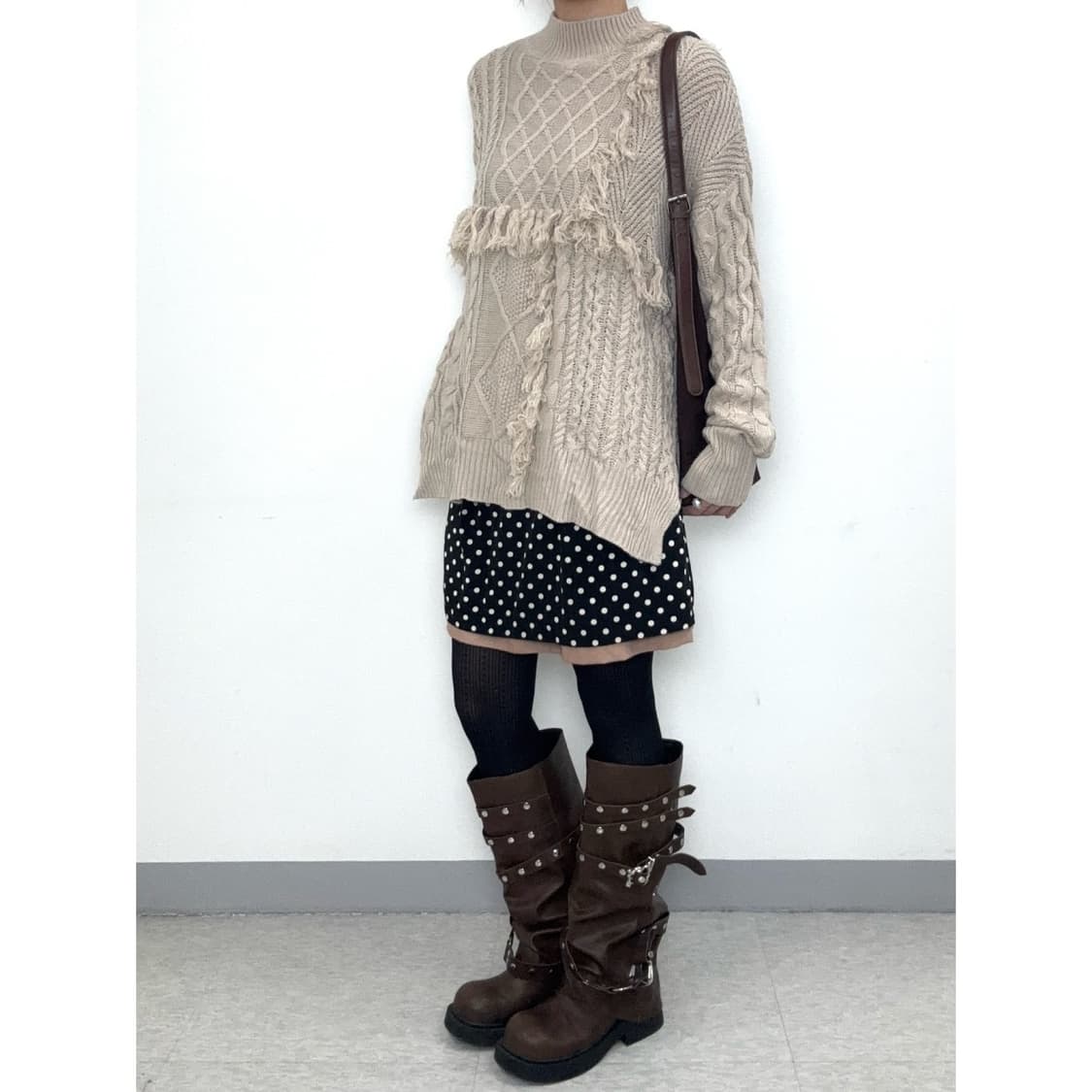 빈티지 데드스탁 리버시블 블랙 도트 스커트 상품이미지2