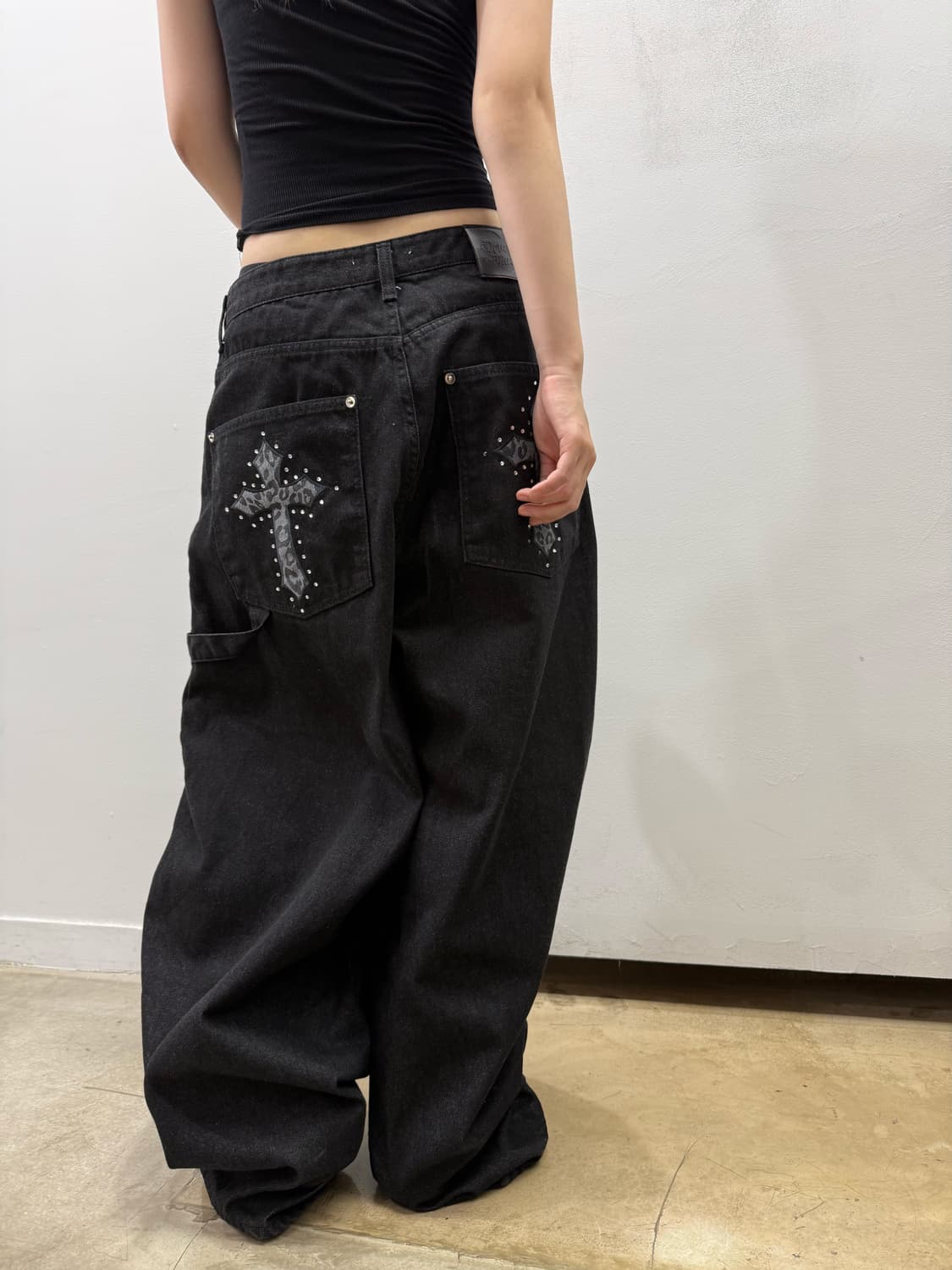 레오파드 디테일 카펜터 벌룬 데님팬츠 상품이미지4