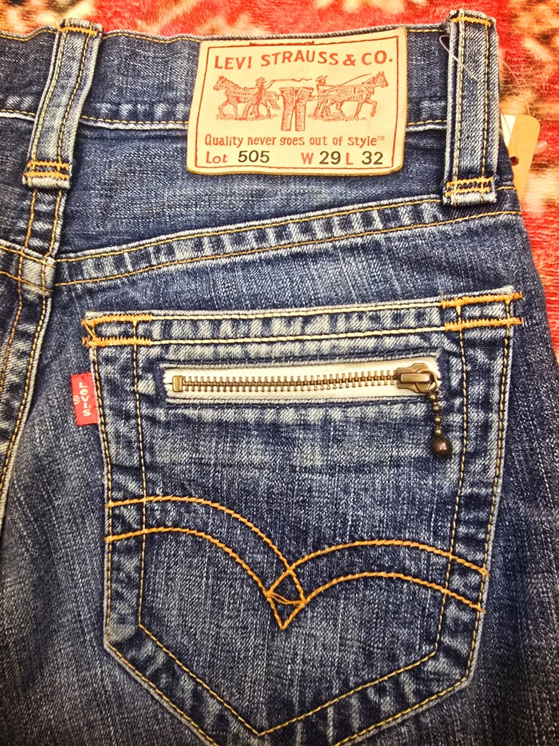 일본 빈티지진 90s리바이스 505 인디고 데님팬츠 상품이미지1