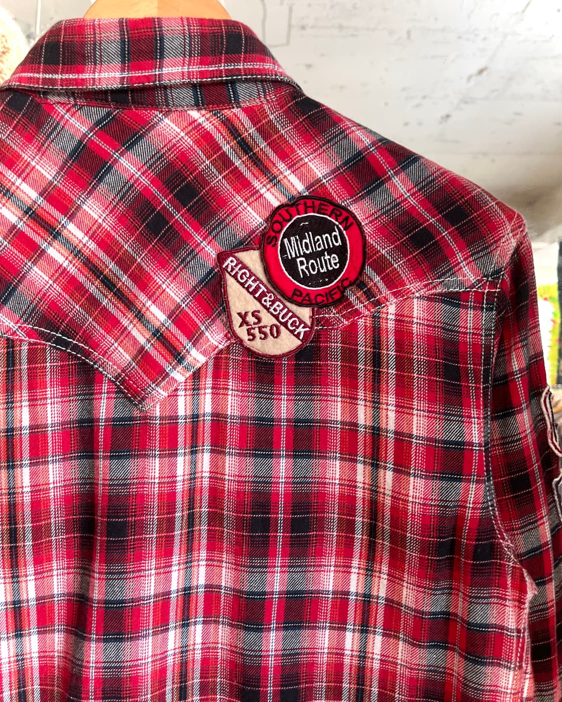 90-00s M&S Japan Punk Patch Check Shirt 상품이미지8