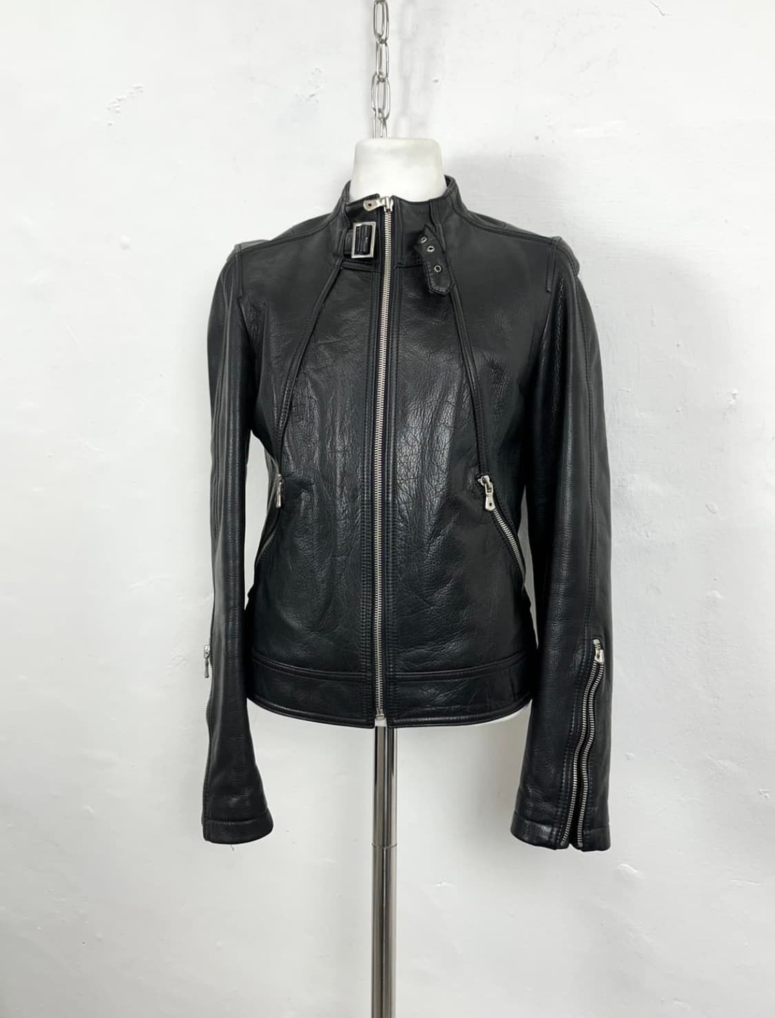 Cowhide Leather Zip-Up Jacket 상품이미지1