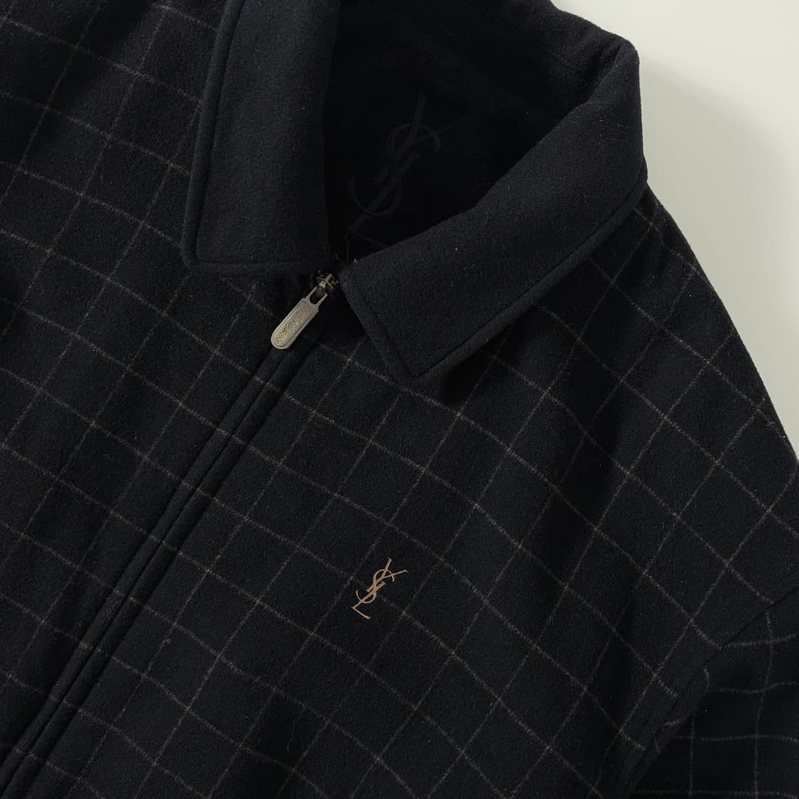 Yves Saint Laurent  입생로랑 울 체크 블루종 자켓   상품이미지3