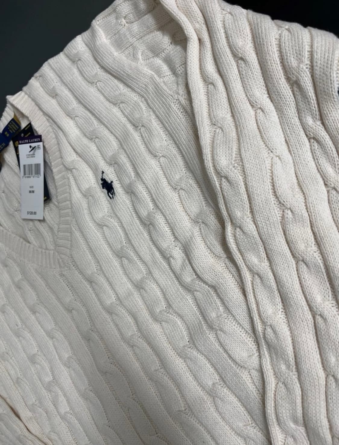 폴로 캐이블 브이넥 니트 M 상품이미지3