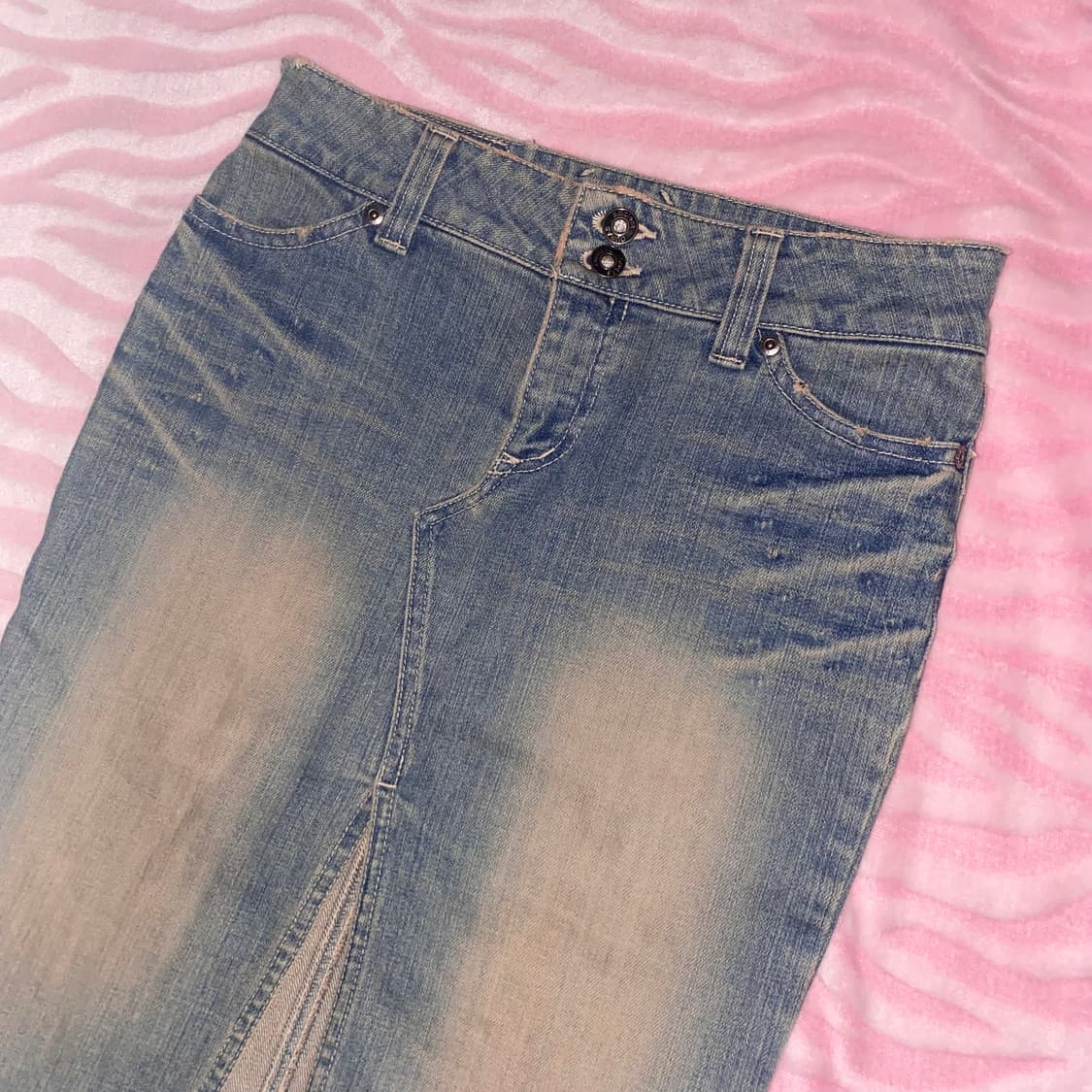 빈티지 워싱 데님 트임 미디 스커트/뱀피 갸루 펑크 y2k 그런지 페어리 상품이미지4