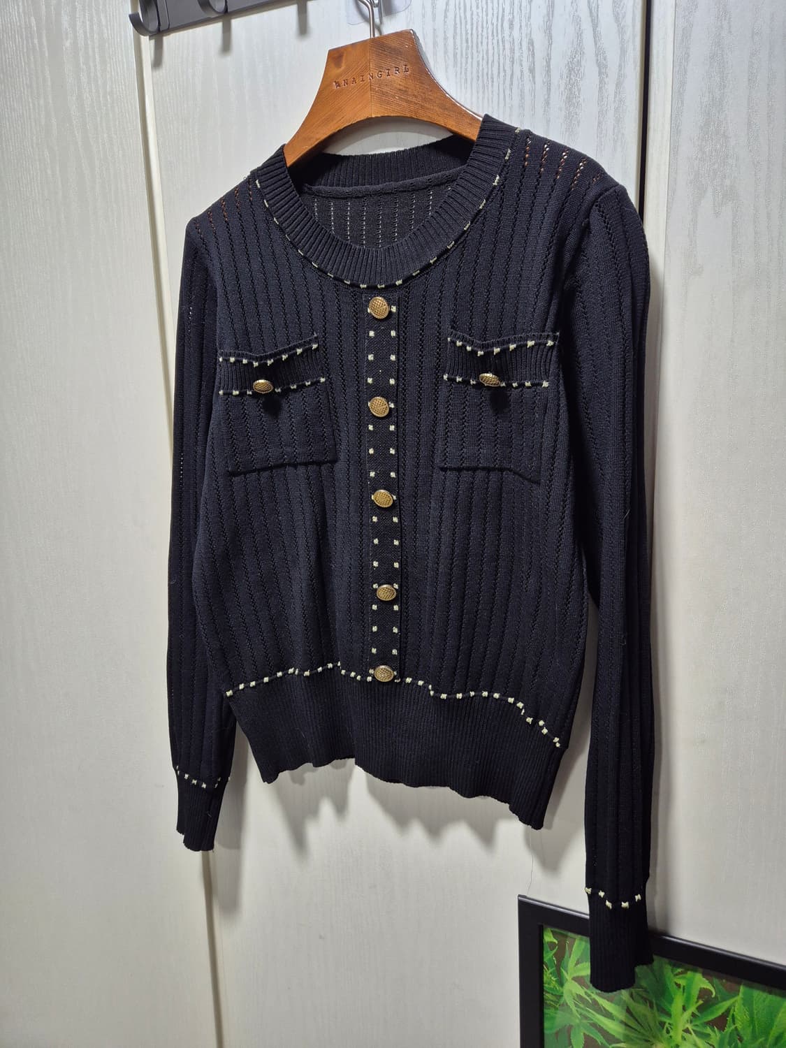 (세일)(새상품)vtg니트 스커트 투피스 세트 블랙 상품이미지3