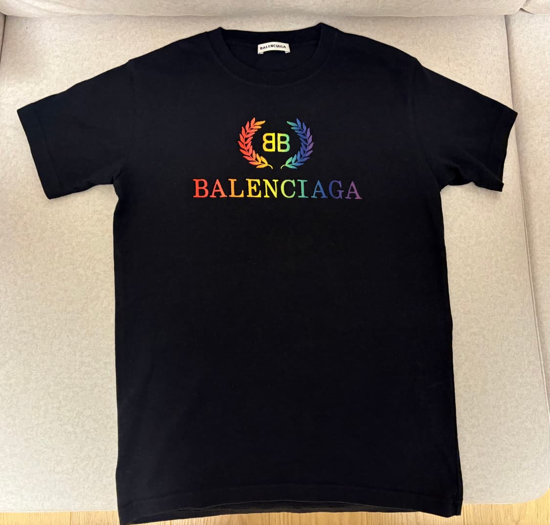 발렌시아가 레인보우 월계수 로고 반팔 티셔츠 XS(44) 여성 상품이미지1