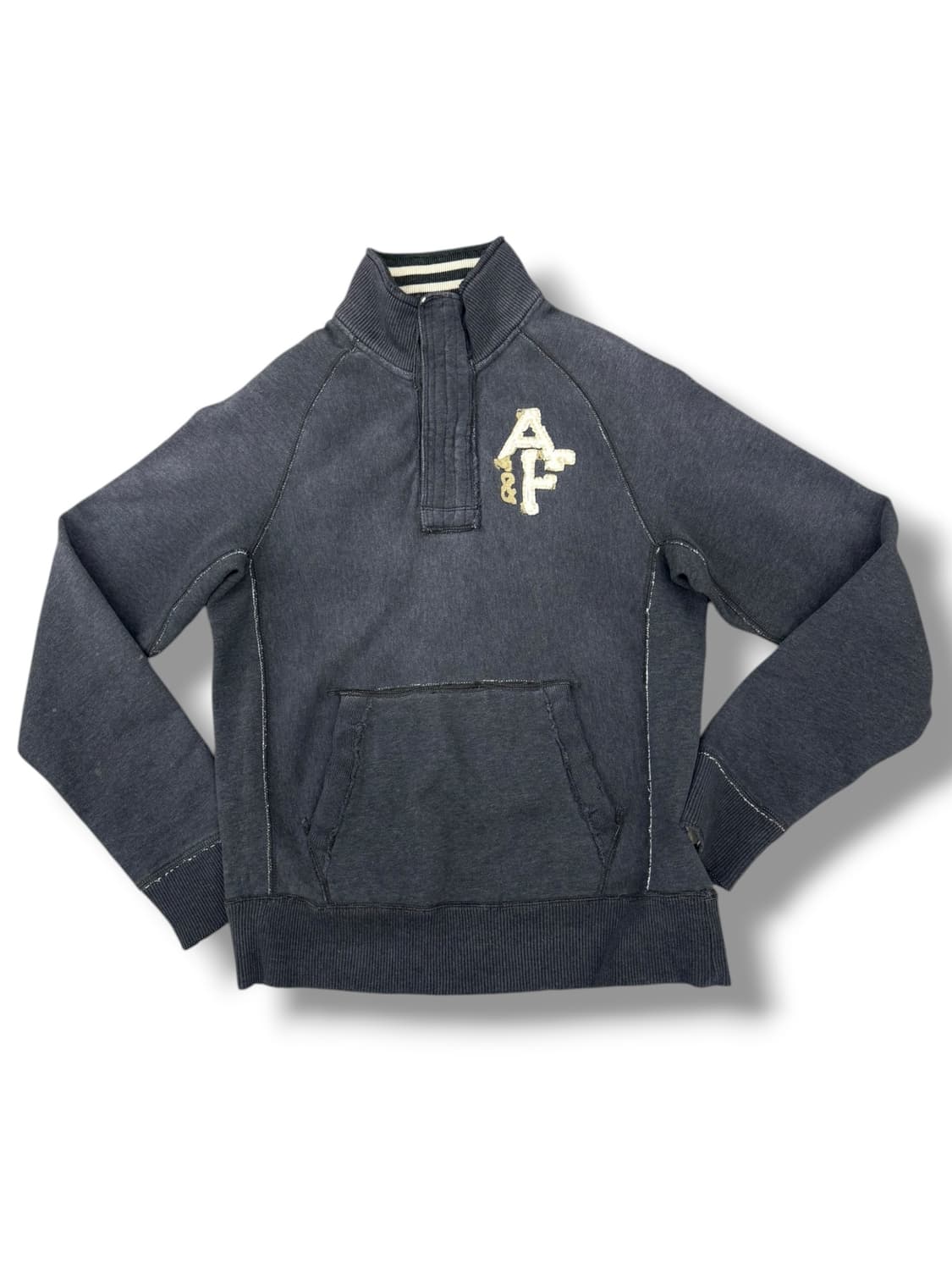 아베크롬비 머슬핏 워시드데님 차콜 블루 반집업 긴팔티 상품이미지4