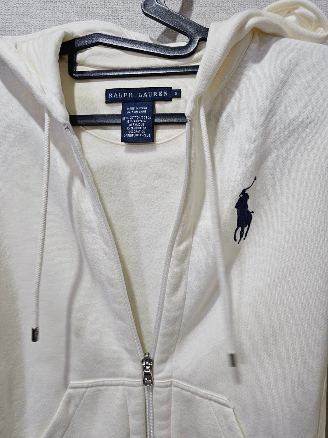 폴로 POLO 화이트 여자 빅포니 후드집업 90 / S 상품이미지3