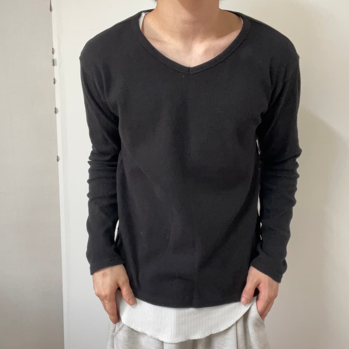 AVIREX BLACK RIBBED KNIT LONG SLEEVE 상품이미지2