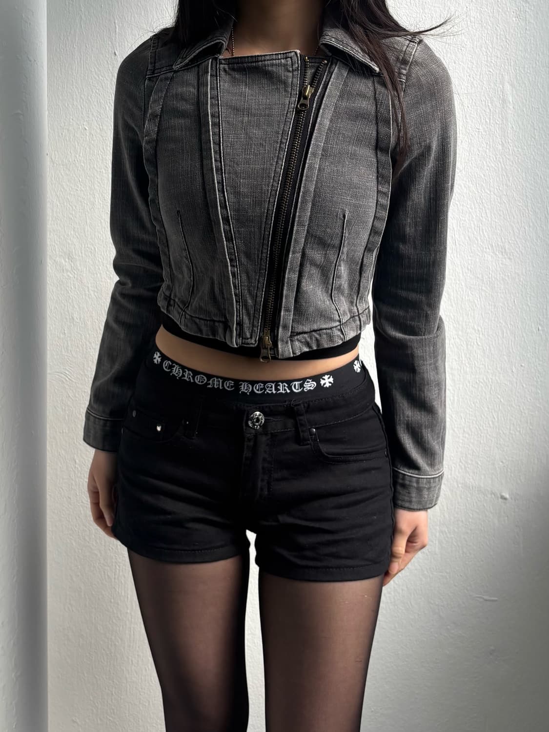 Vintage Denim Crop Zip-Up Jacket 상품이미지2