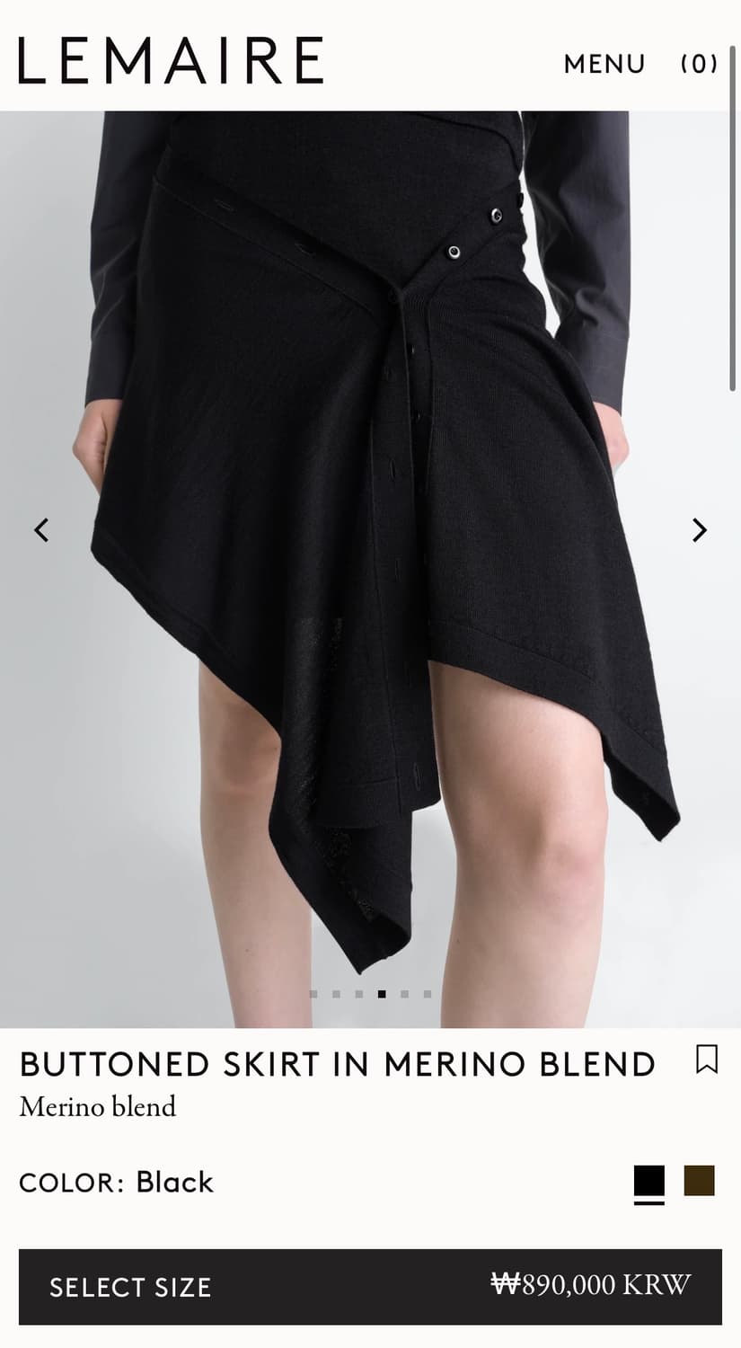 [XS,S,M]르메르 26ss 버튼 스커트/블랙 상품이미지6
