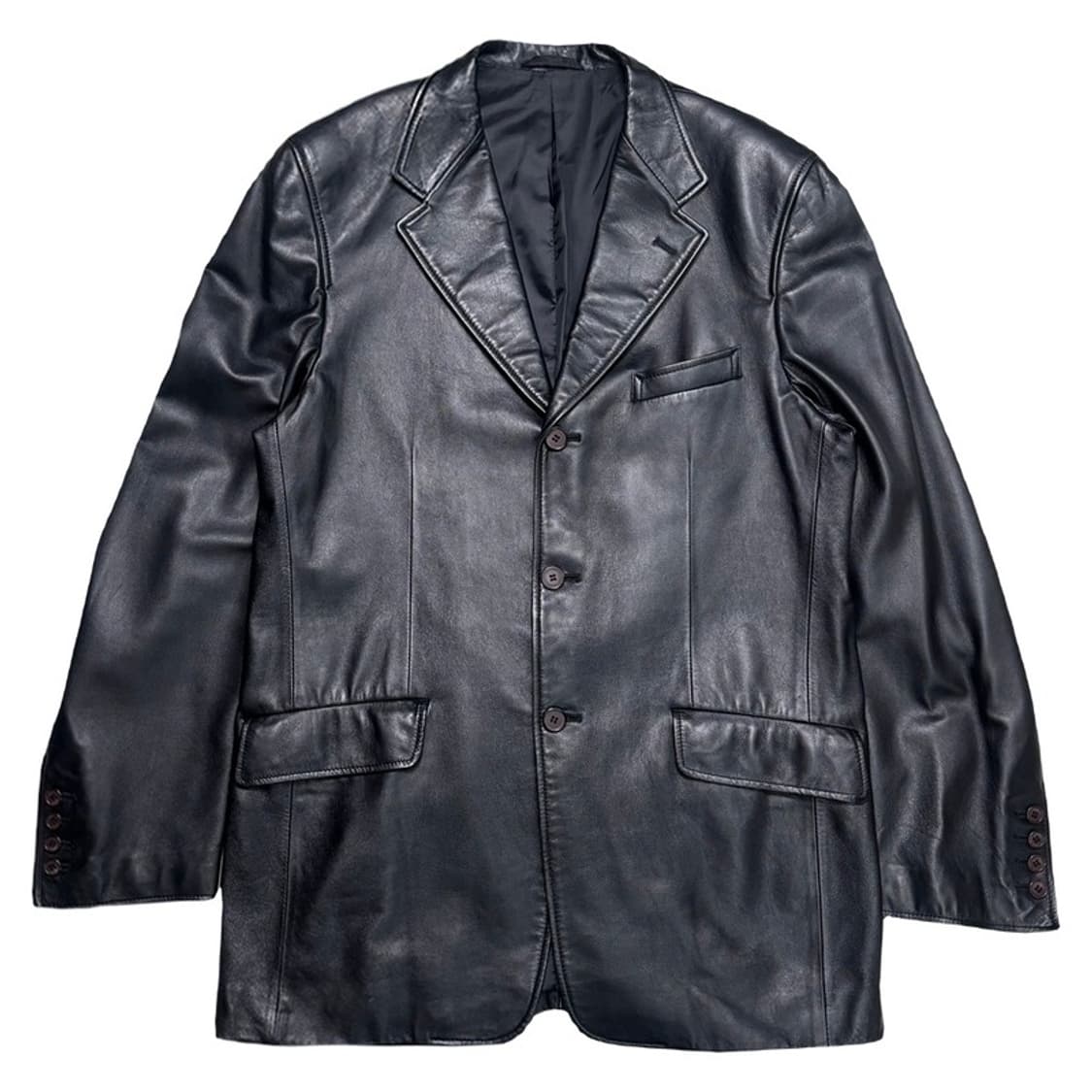 japanese vintage 가죽 블레이저 자켓 블랙 2XL 상품이미지1