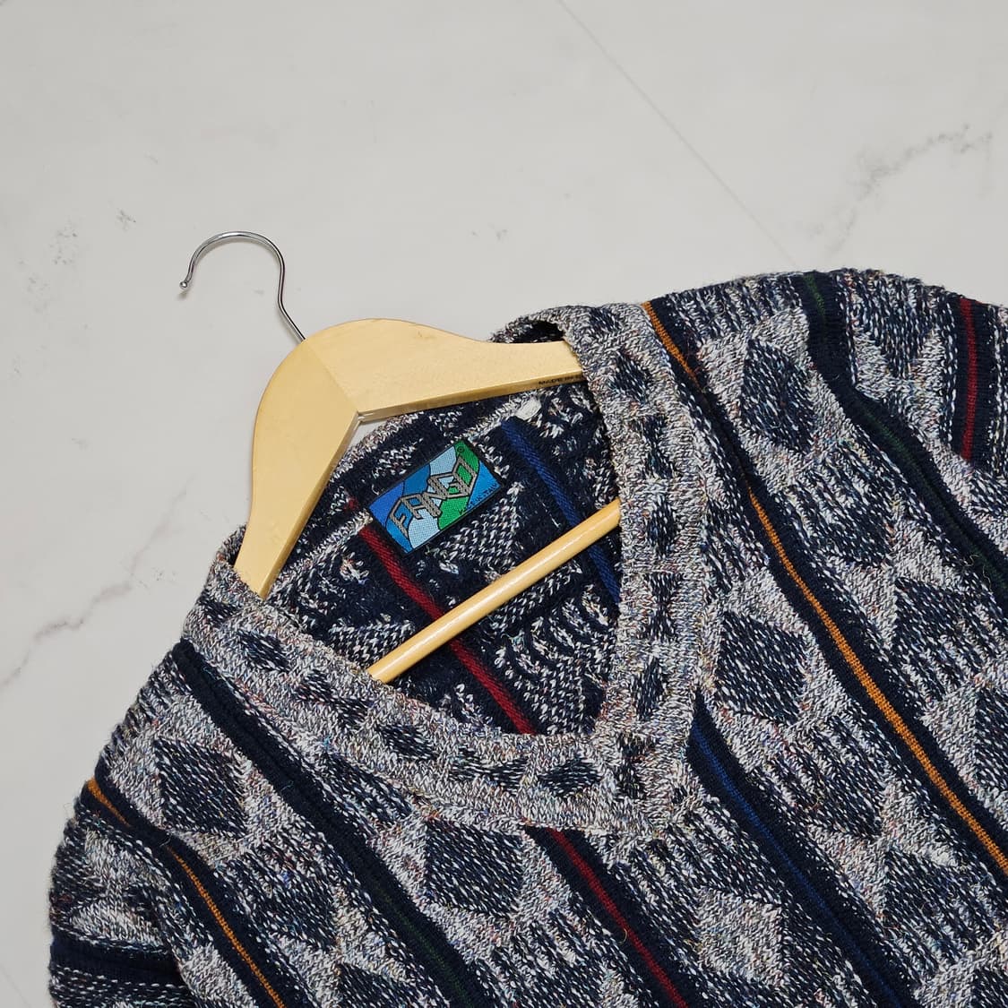 XL) FANGO 이태리 빈티지 에스닉 패턴 니트 쿠지맛 상품이미지3