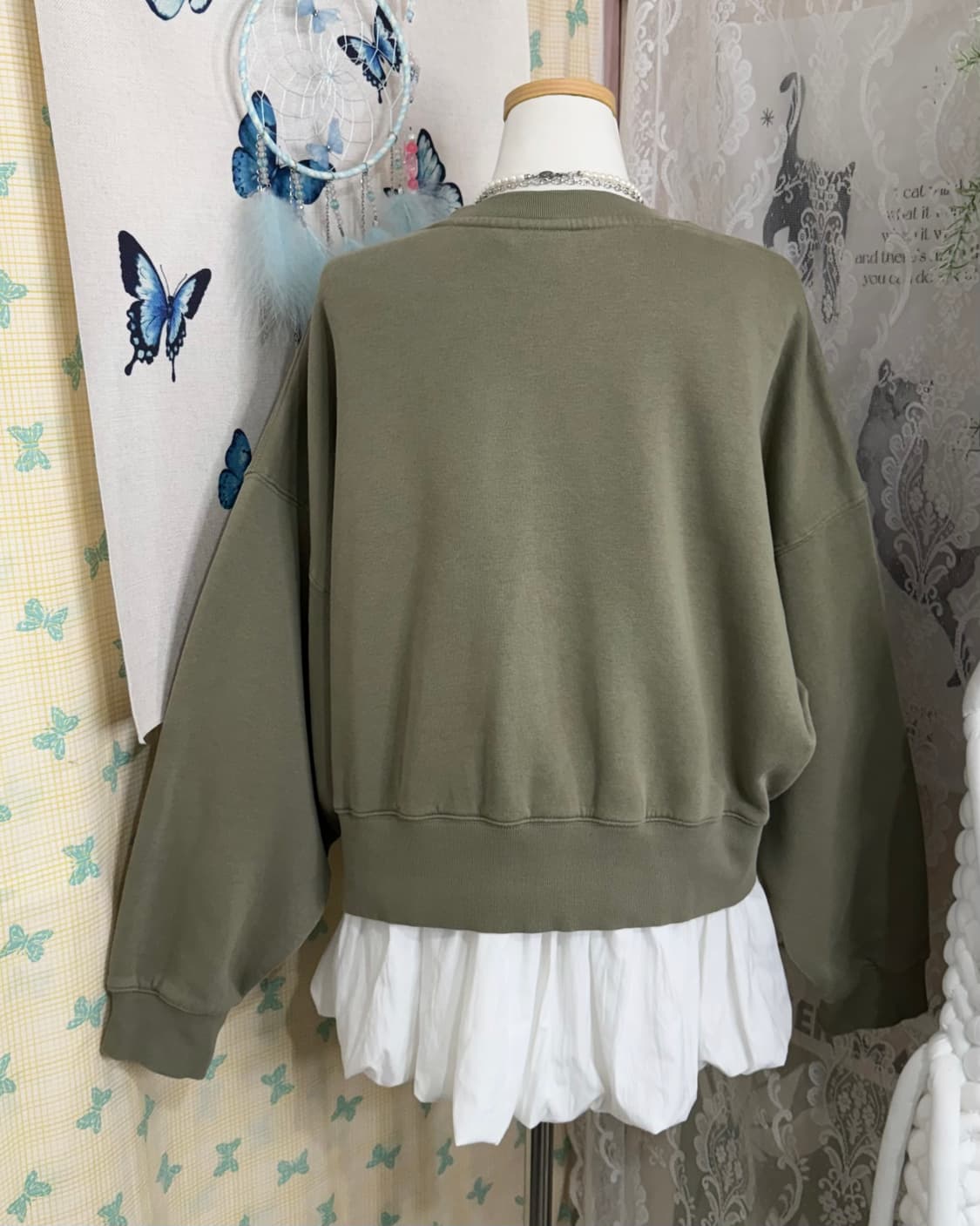 아디다스 카키 크롭 파이어버드 맨투맨 상품이미지7