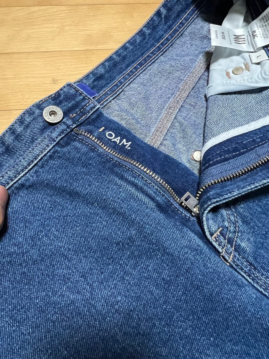 Plac x oam 콜라보 더블니 데님팬트 35 상품이미지4