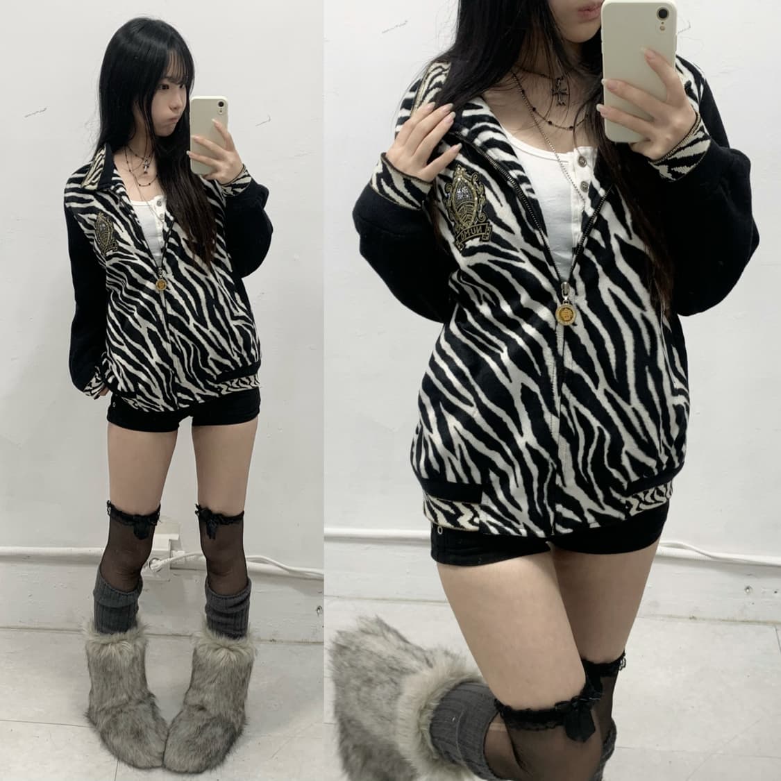 [NUMO] 오네갸루 지브라 퍼 집업 상품이미지1