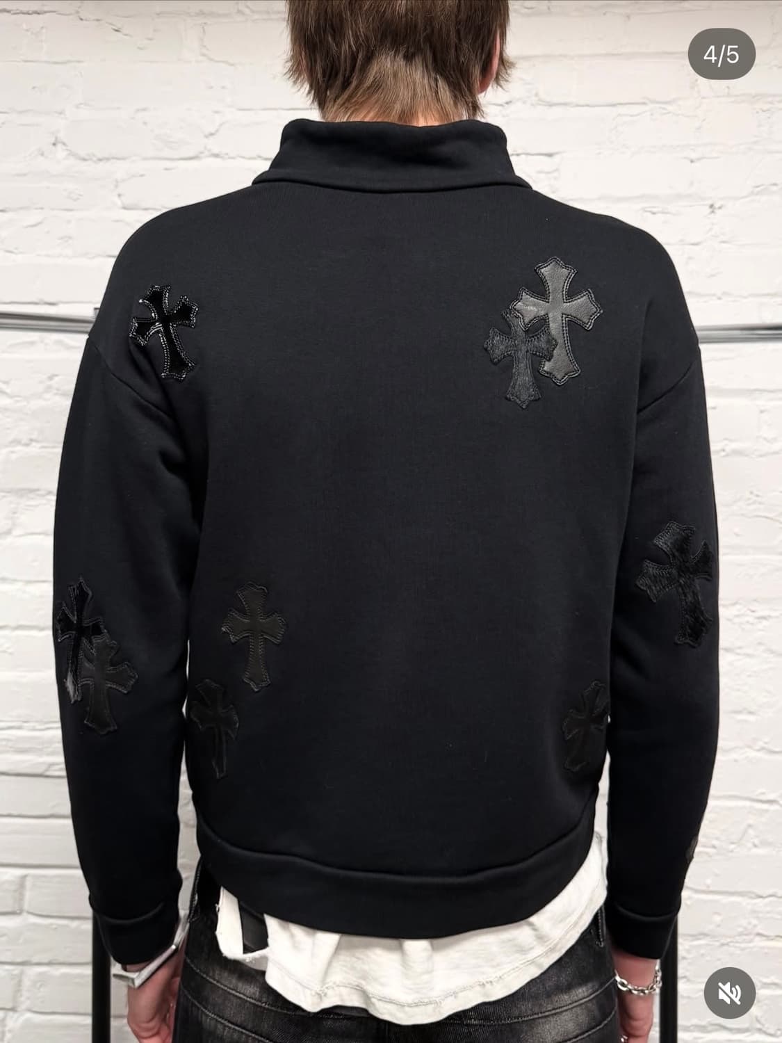 크롬하츠 크로스 레더 패치 하프 집업 상품이미지5