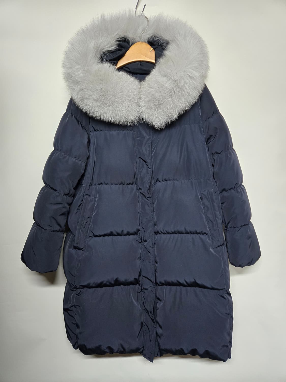 LINE  딥네이비 롱 패딩 폭스퍼 후드55 상품이미지1