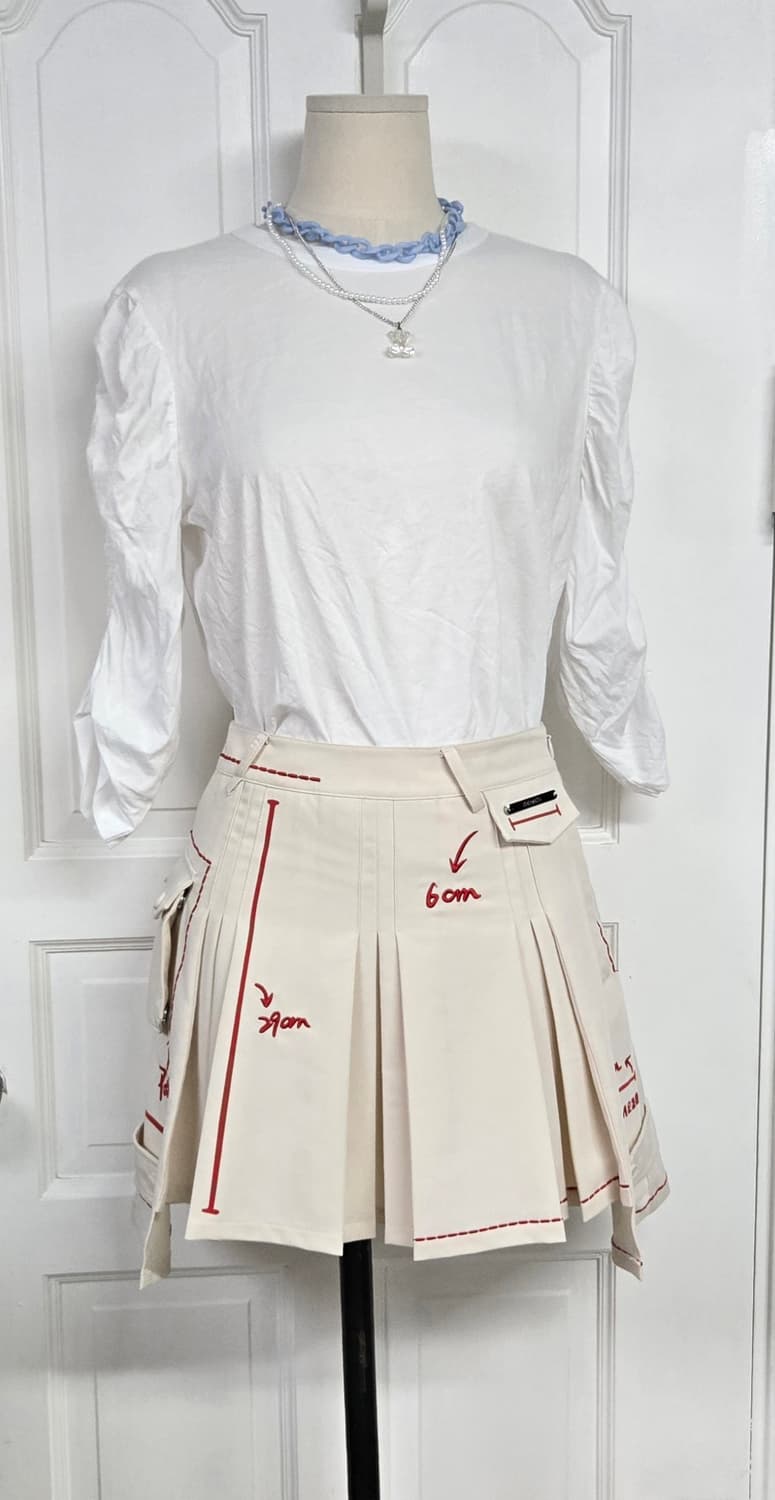 13DE MARZO 스티치 미니스커트 상품이미지1