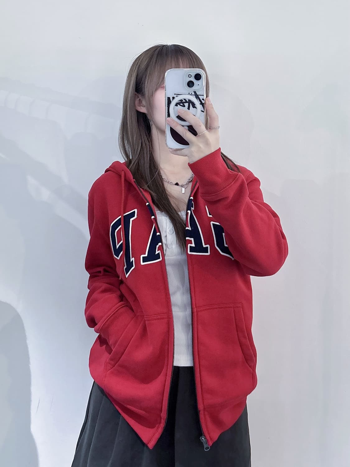 갭 레드 빅로고 후드집업 상품이미지2