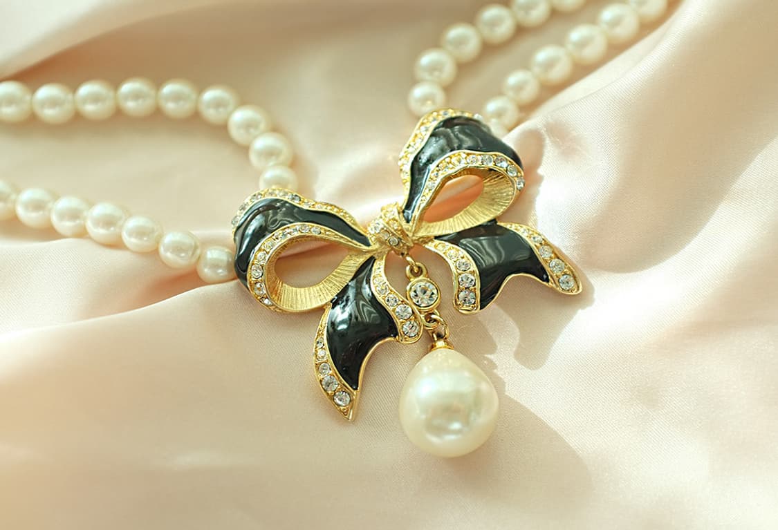 MARVELLA 리본 진주 빈티지목걸이 빈티지주얼리 상품이미지1