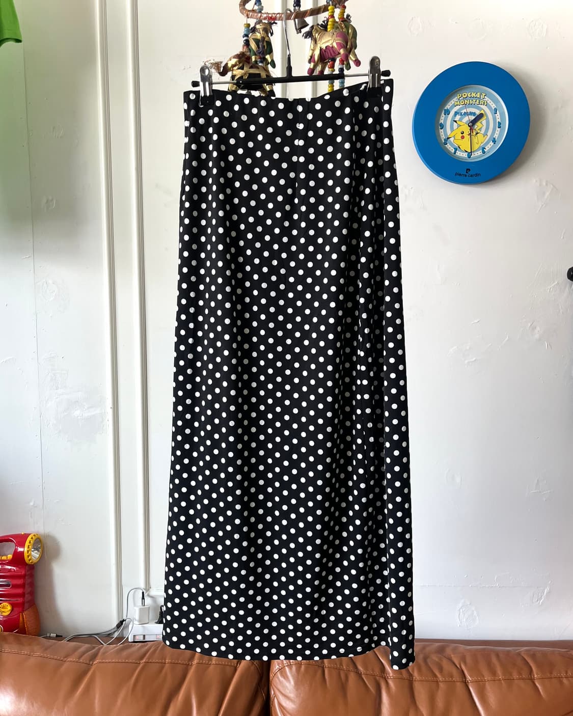 Jpn Vintage Dot Pattern Poly Long Skirt 상품이미지3