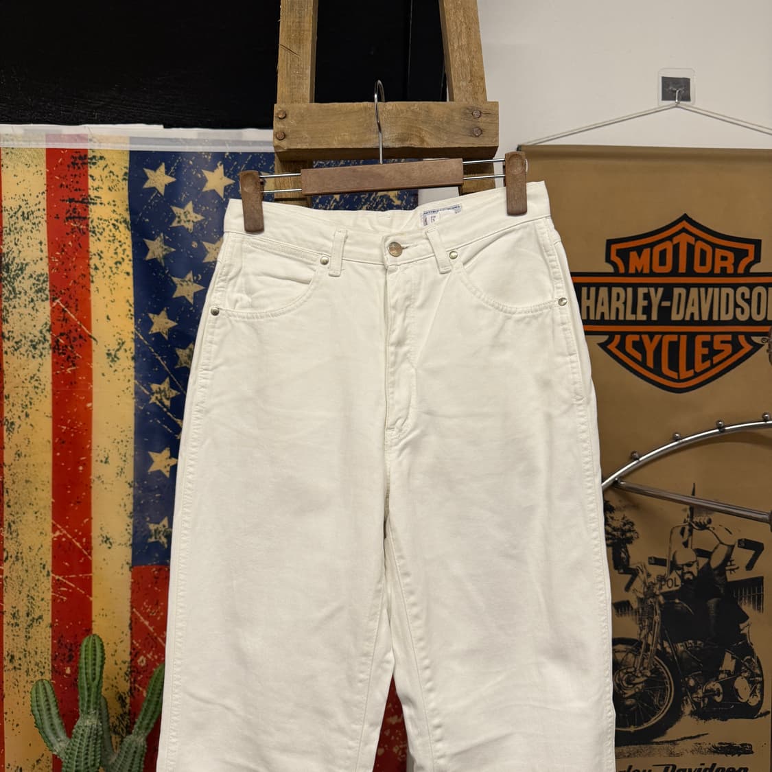 00s 랭글러 재팬라인 로데오 화이트 데님팬츠 레더탭 N864   상품이미지3