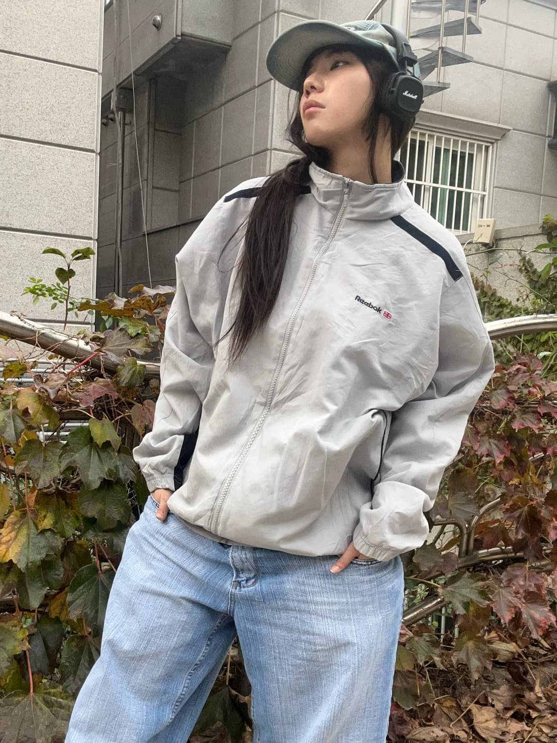 90s REEBOK 유니언잭 그레이 윈드브레이커 상품이미지2