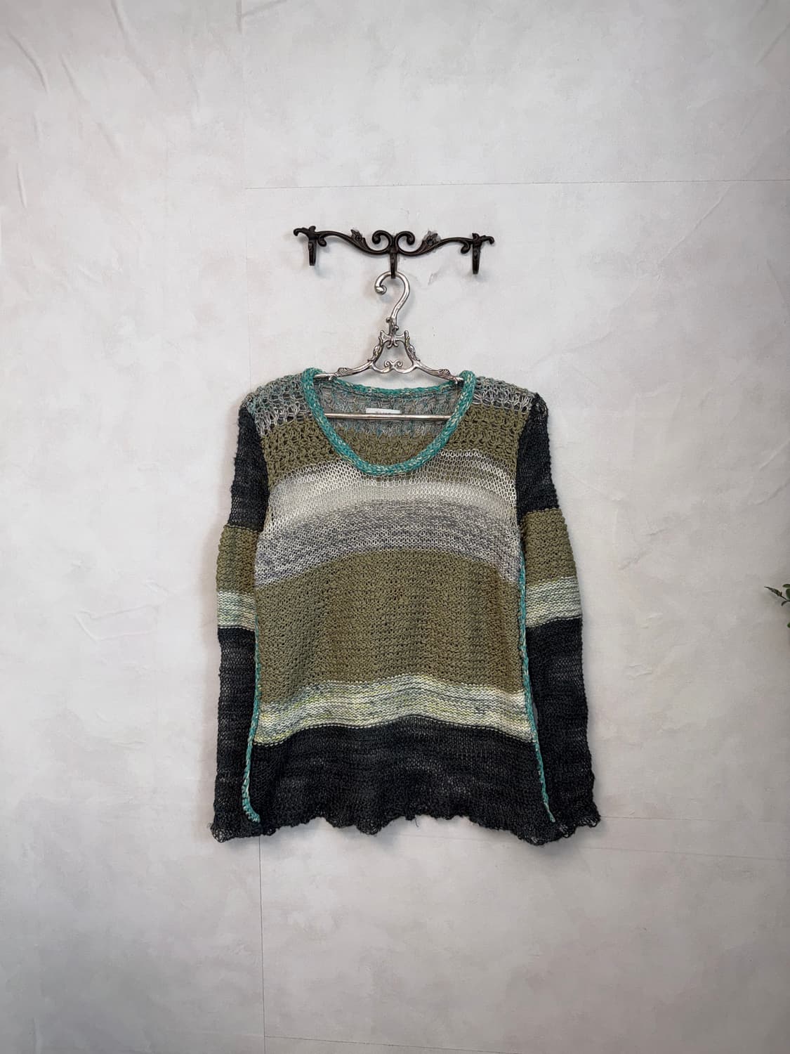 TIME charcoal olive grunge loose knit  상품이미지1