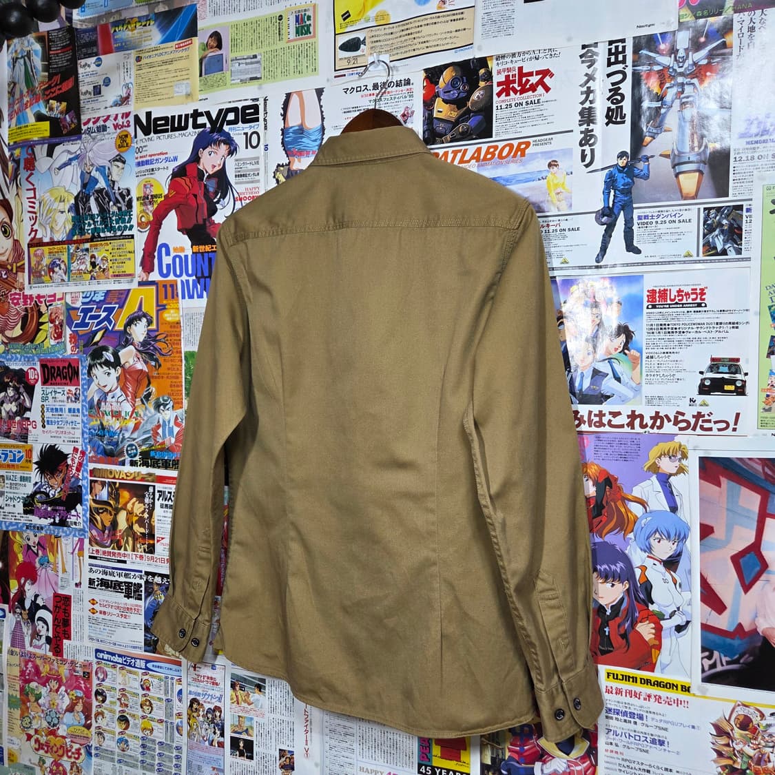 JPN 디키즈 레터링 카멜 브라운 코튼 셔츠 상품이미지5