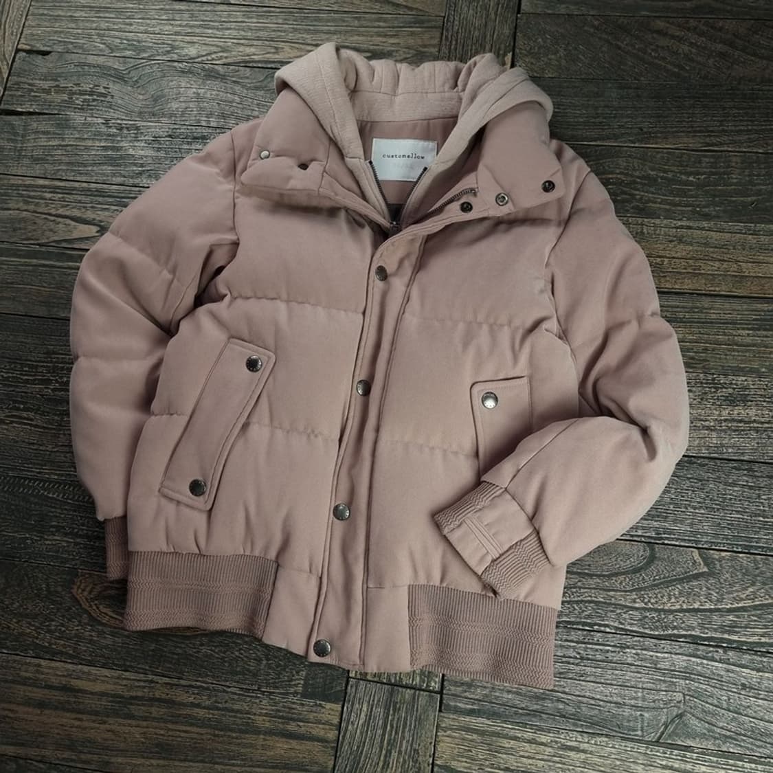 [커스텀멜로우] 덕다운 후드 레이어드 패딩 베이지 M18543 상품이미지1
