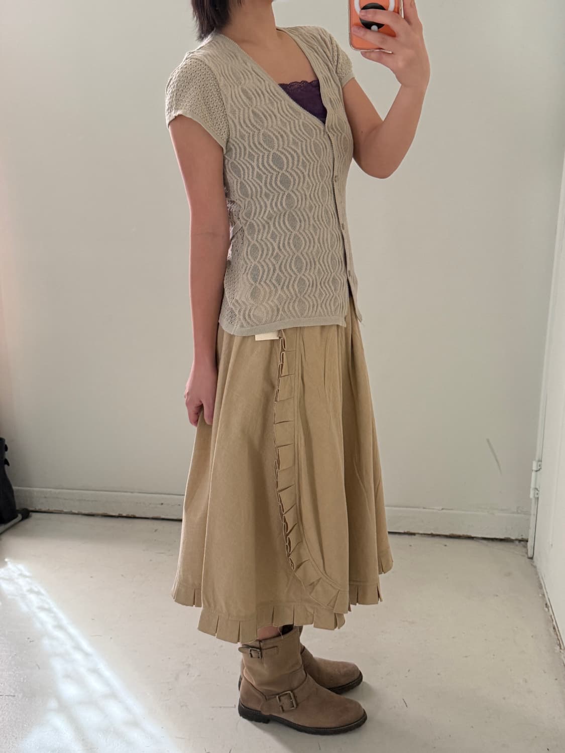 일본빈티지 퍼플베이지 가디건나시 세트 상품이미지3