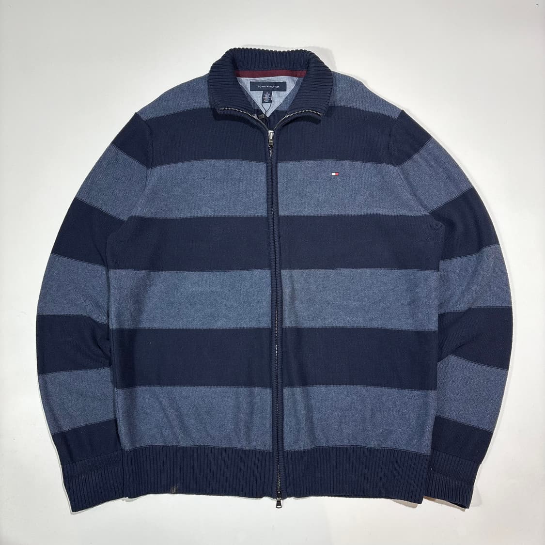 타미힐피거 네이비 스트라이프 투웨이 니트집업 상품이미지5