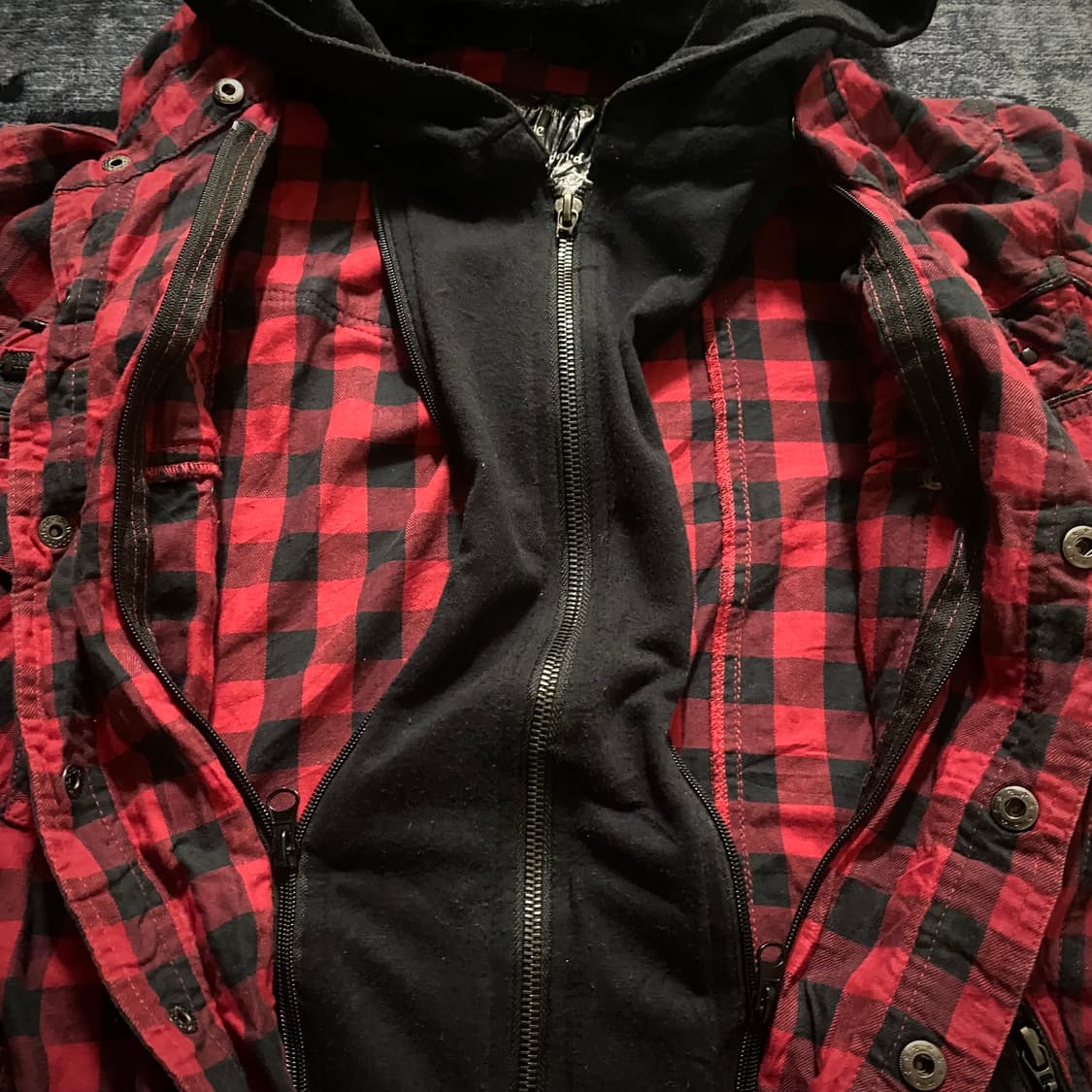 Check Hoodie Punk Jacket 상품이미지3