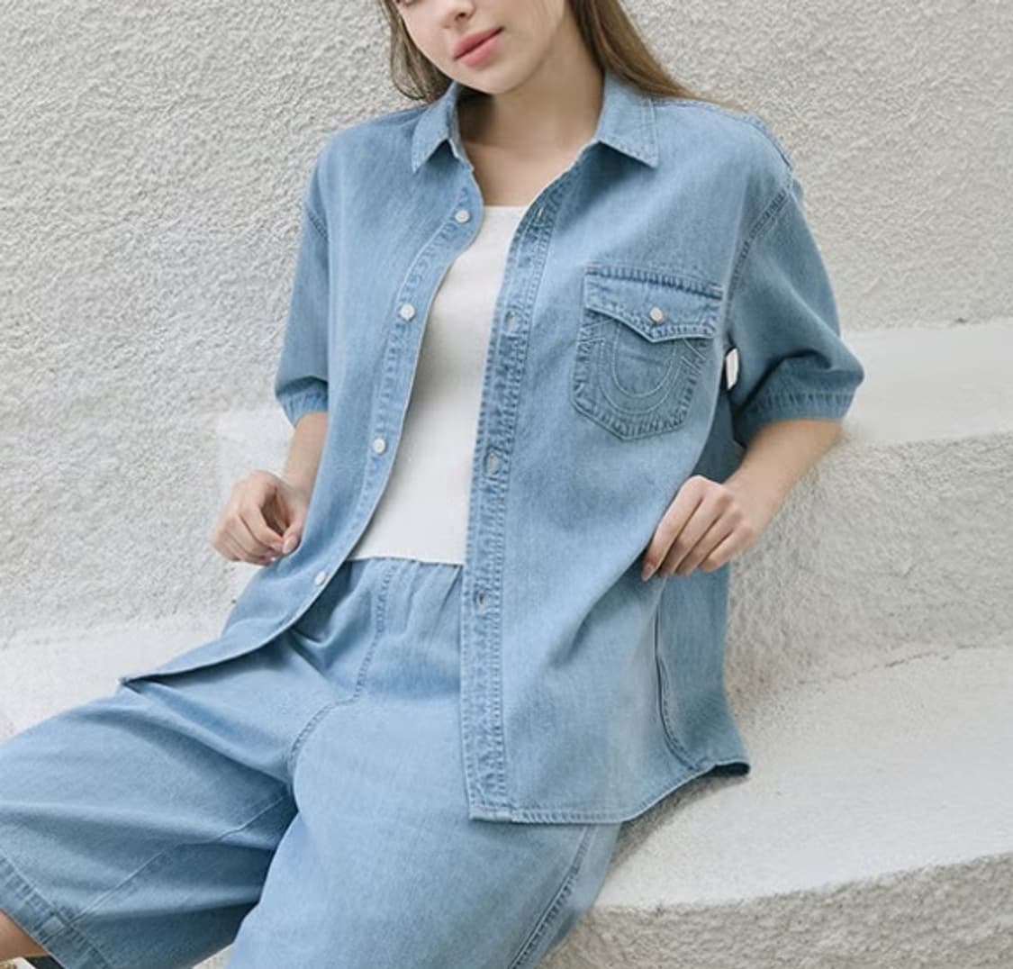 [[여성 XL, 25SS] 트루릴리전 데님 반팔 셔츠@225 상품이미지1