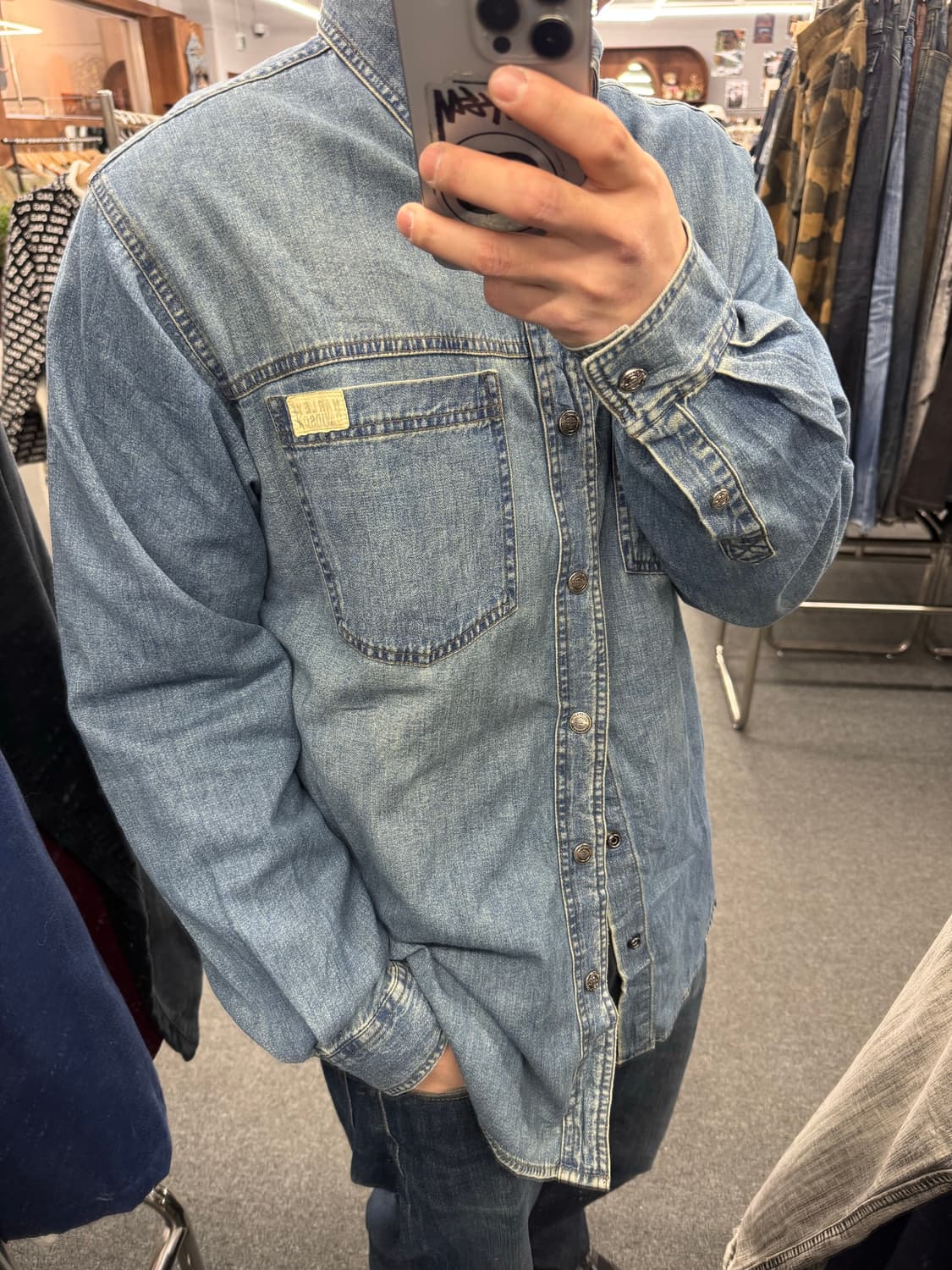 M)할리데이비슨 vintage 백프린팅 데님 긴팔셔츠 상품이미지1