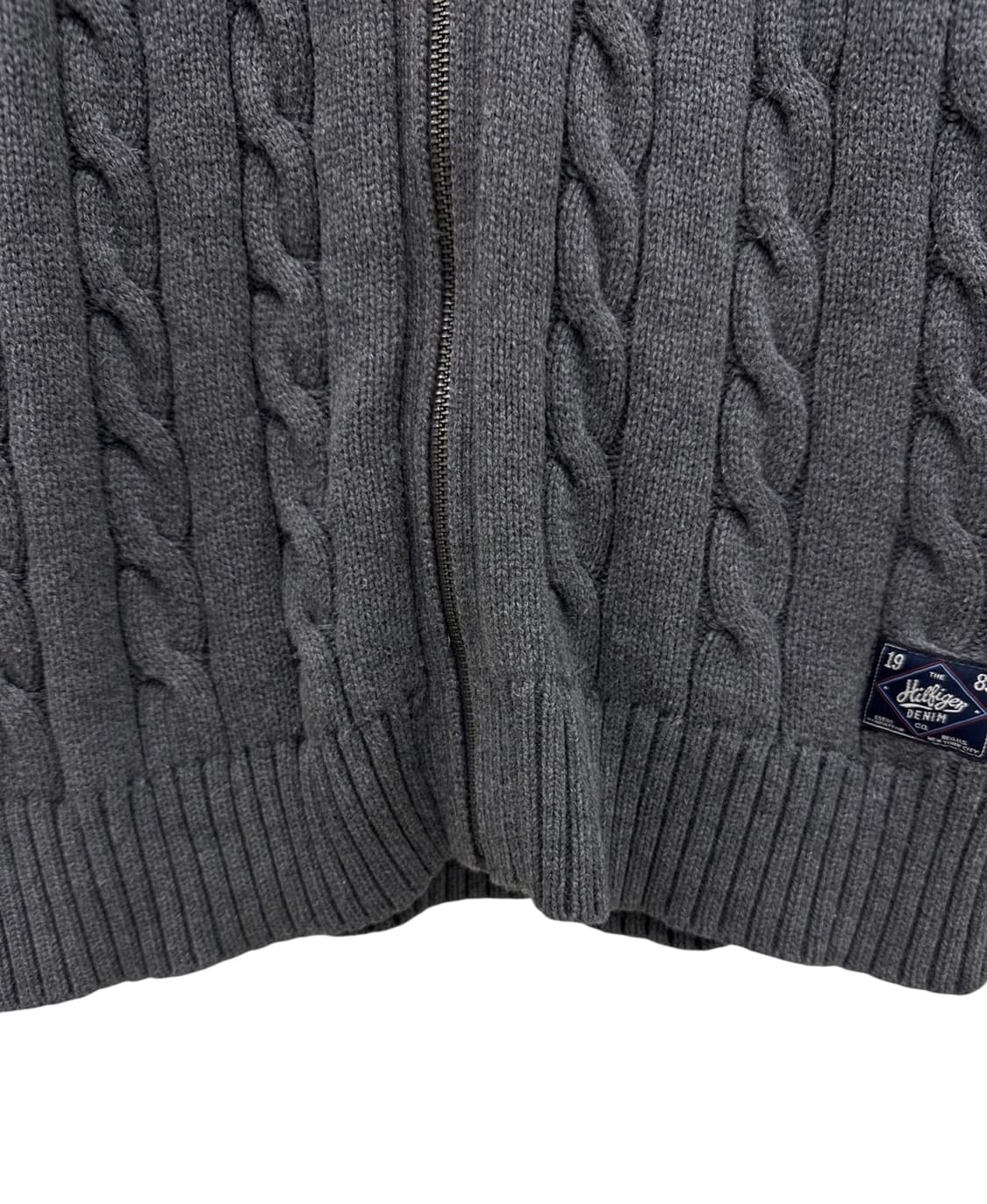 타미힐피거 꽈배기 니트집업 웜그레이 (L) 상품이미지5