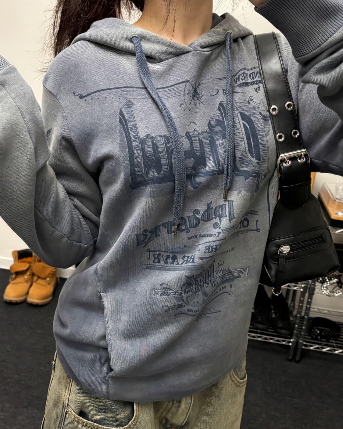 디젤 00s 그런지 그래픽 워싱 후드티 상품이미지1