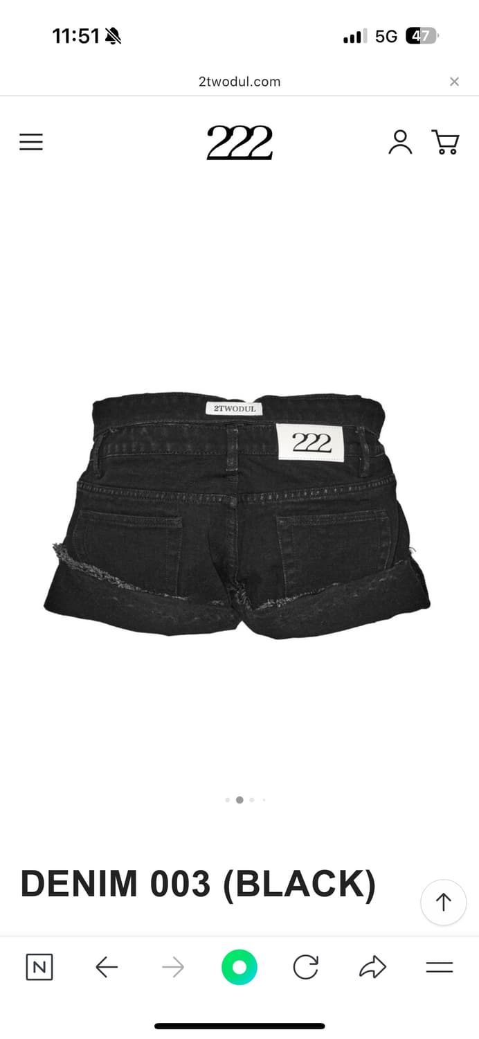222 이투둘 003 데님 반바지 흑청 상품이미지2