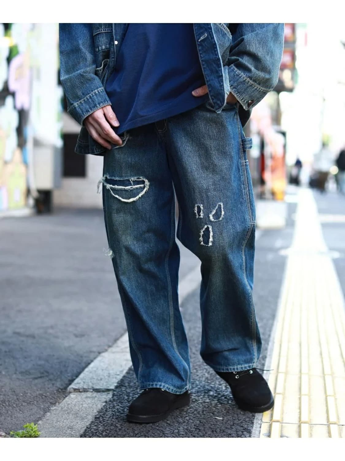 빔즈 BEAMS Repaired Denim Painted Pants 상품이미지4