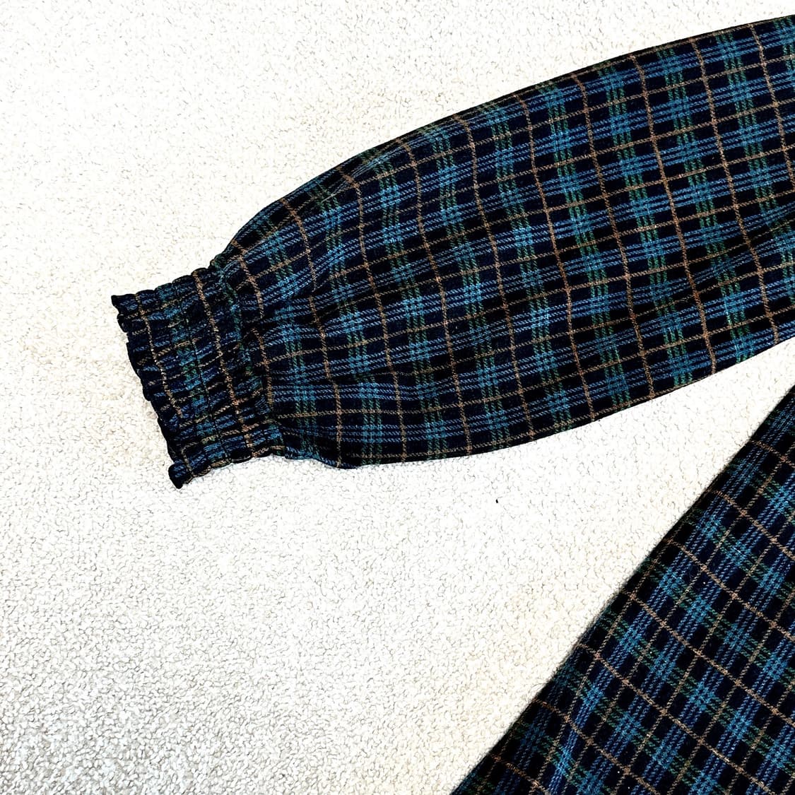 모리걸 빈티지 셔링 체크 블라우스 상품이미지2