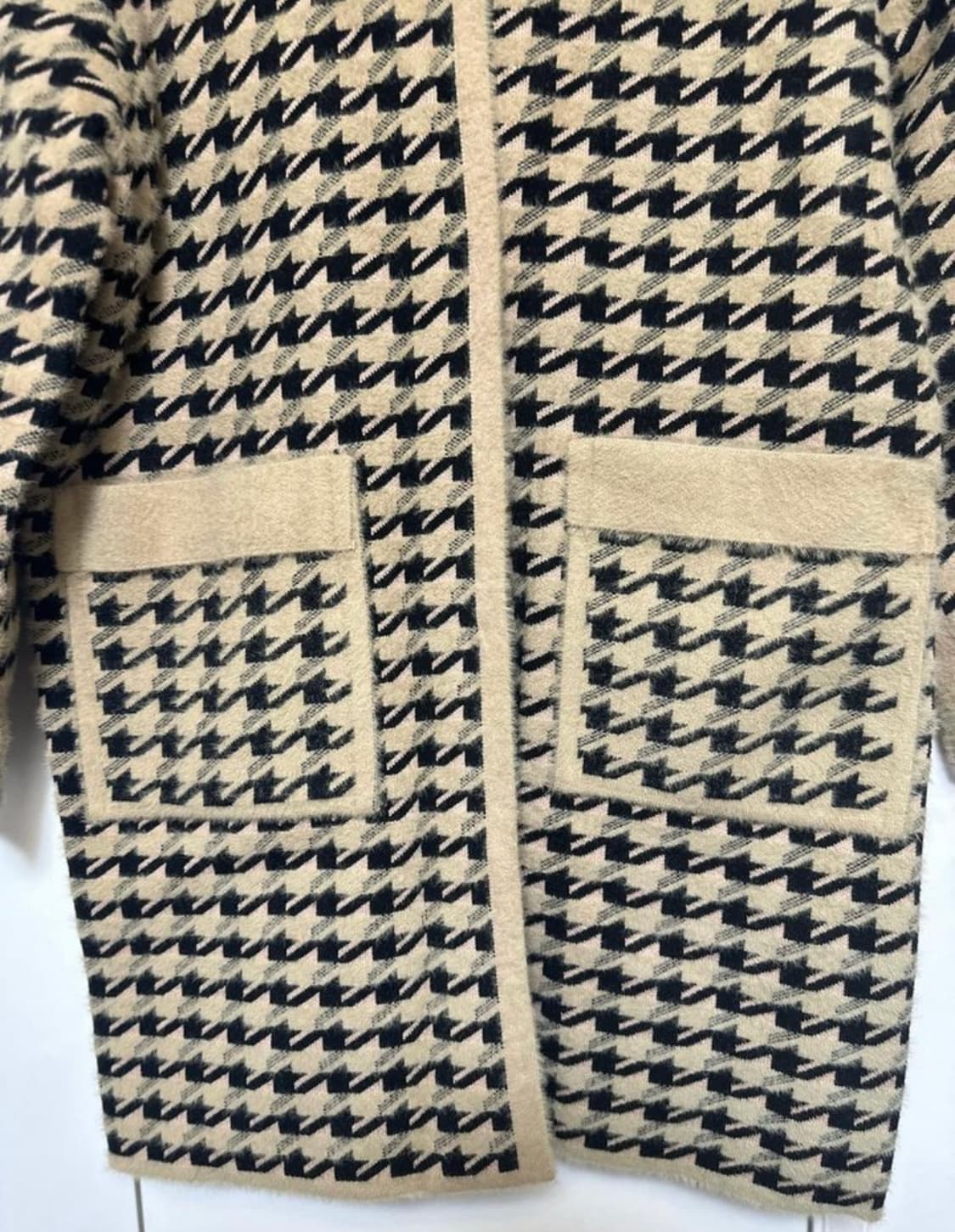 담비소재하운드투스 체크 후드 롱 가디건 상품이미지3