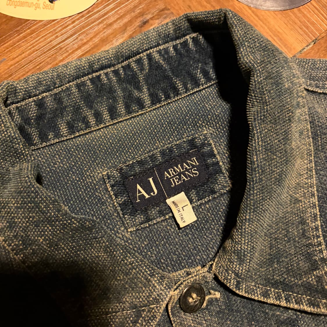 Armani jeans 더블 패널 워크 데님 셔츠 상품이미지5