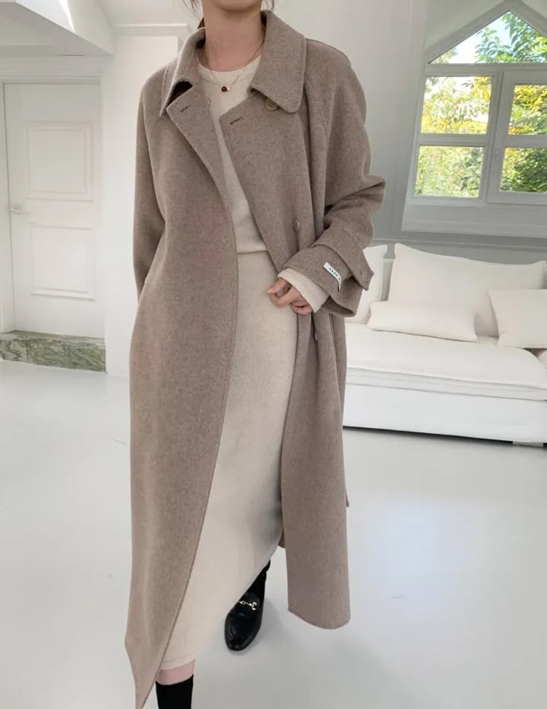 오트밀 울90핸드메이드코트 상품이미지9