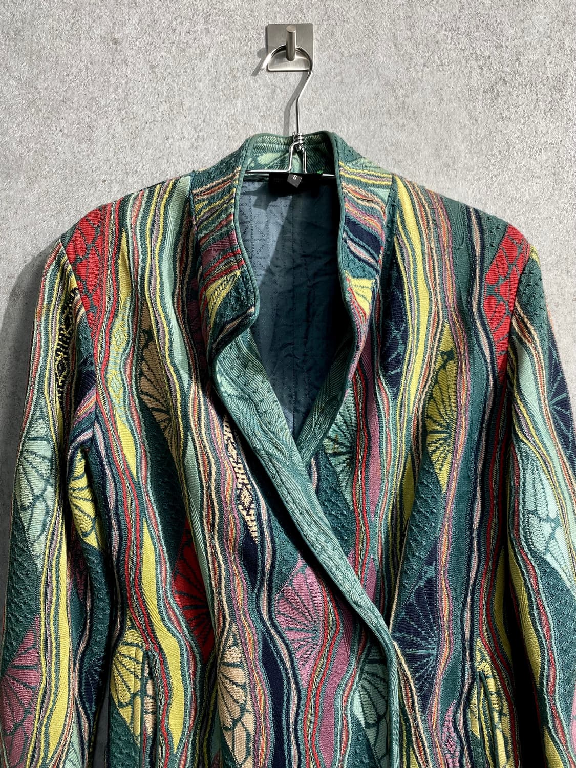 [M] 90s COOGI 쿠지 우먼스 케이블 니트 롱 가디건 상품이미지2